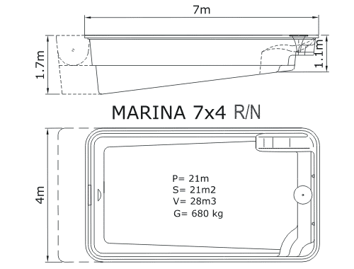 Piscina Marina 7 x 4 R